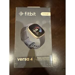 Fitbit Versa 4 Fitness Smartwatch Waterfall Blue Band Platinum Aluminum Case K22